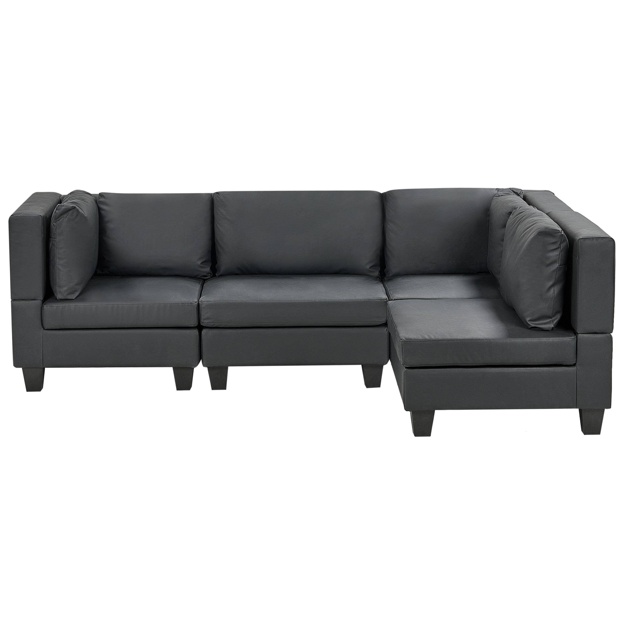 ECKSOFA Modul 4-Sitzer linksseitig Schwarz Kunstleder Unstad - Schwarz, Kunststoff (228/152cm) - Beliani