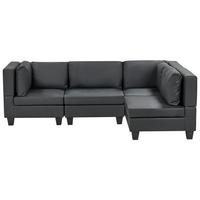 ECKSOFA Modul 4-Sitzer linksseitig Schwarz Kunstleder Unstad - Schwarz, Kunststoff (228/152cm) - Beliani