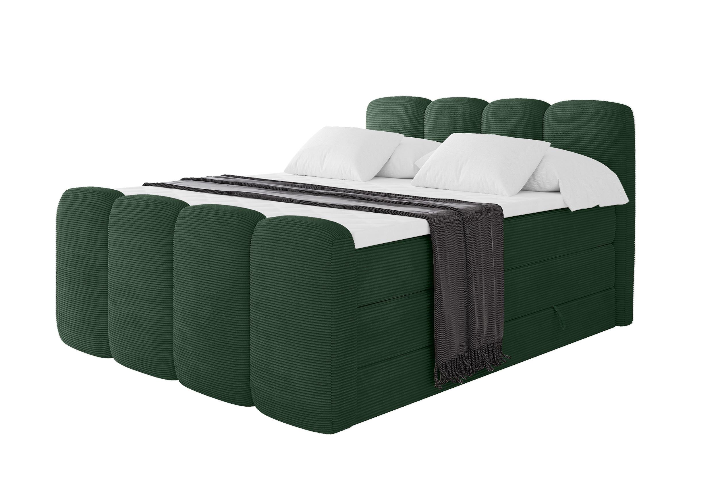 BOXSPRINGBETT mit Matratze H3/H4 - NINA-Z KING - 140x200 cm Grün - Waldgrün, Holzwerkstoff (140/200cm) - ALTDECOR