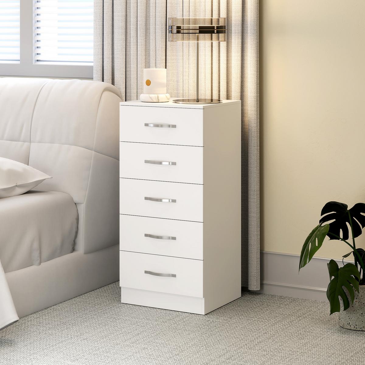 KOMMODE Spanplatte Weiß - Silberfarben/Weiß, Holzwerkstoff (35/85/40cm) - HOMCOM