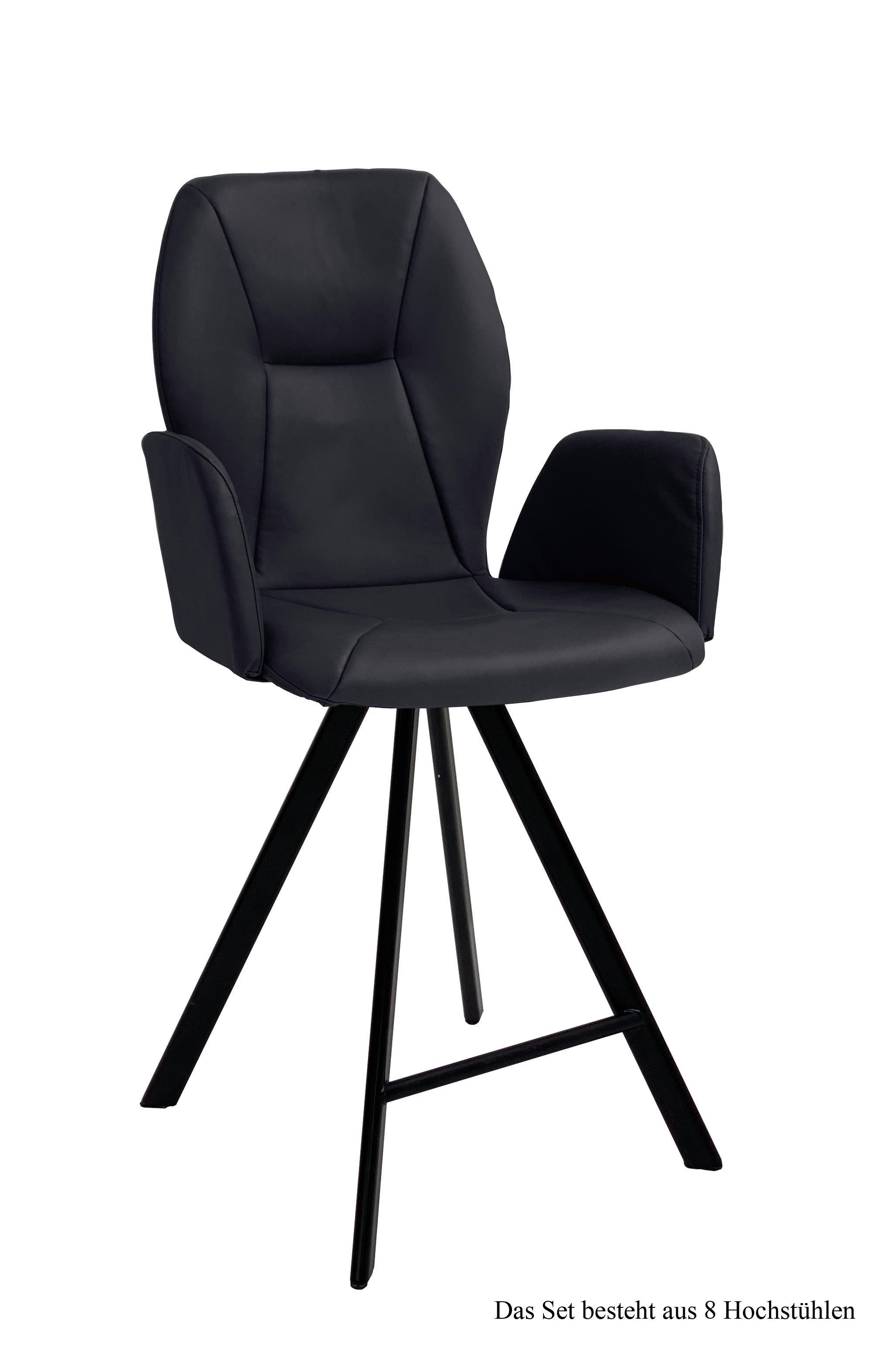 THEKENSTUHL drehbar (8er-Set) Diarria 58x109x60 Schwarz/Anthrazit - Anthrazit/Schwarz, Kunststoff (60/109/58cm) - 58aufmkessel