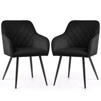 POLSTERSTUHL 2er Set, Metallbeine Schwarz 54,5/82/58 - Schwarz, Textil (55/82/52cm) - RAUMHIRSCH FURNITURE