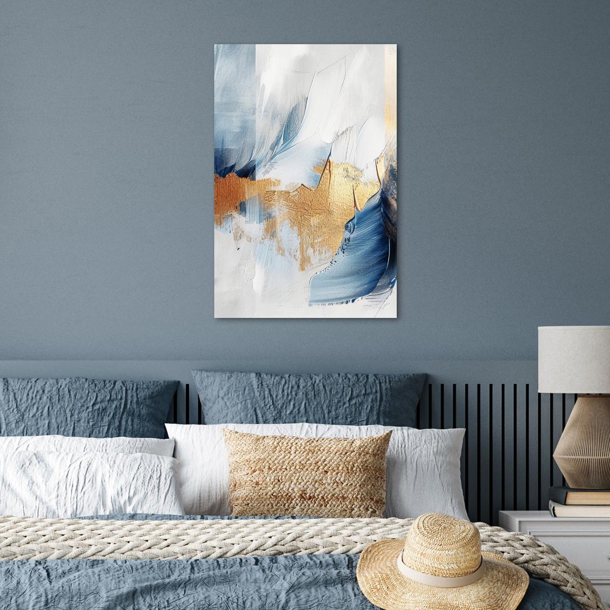 POSTER Gold - Blau - Aquarell - Kunst - Modern Wanddeko 40x60 cm - Hellblau, Papier (40/60/0.1cm) - MuchoWow