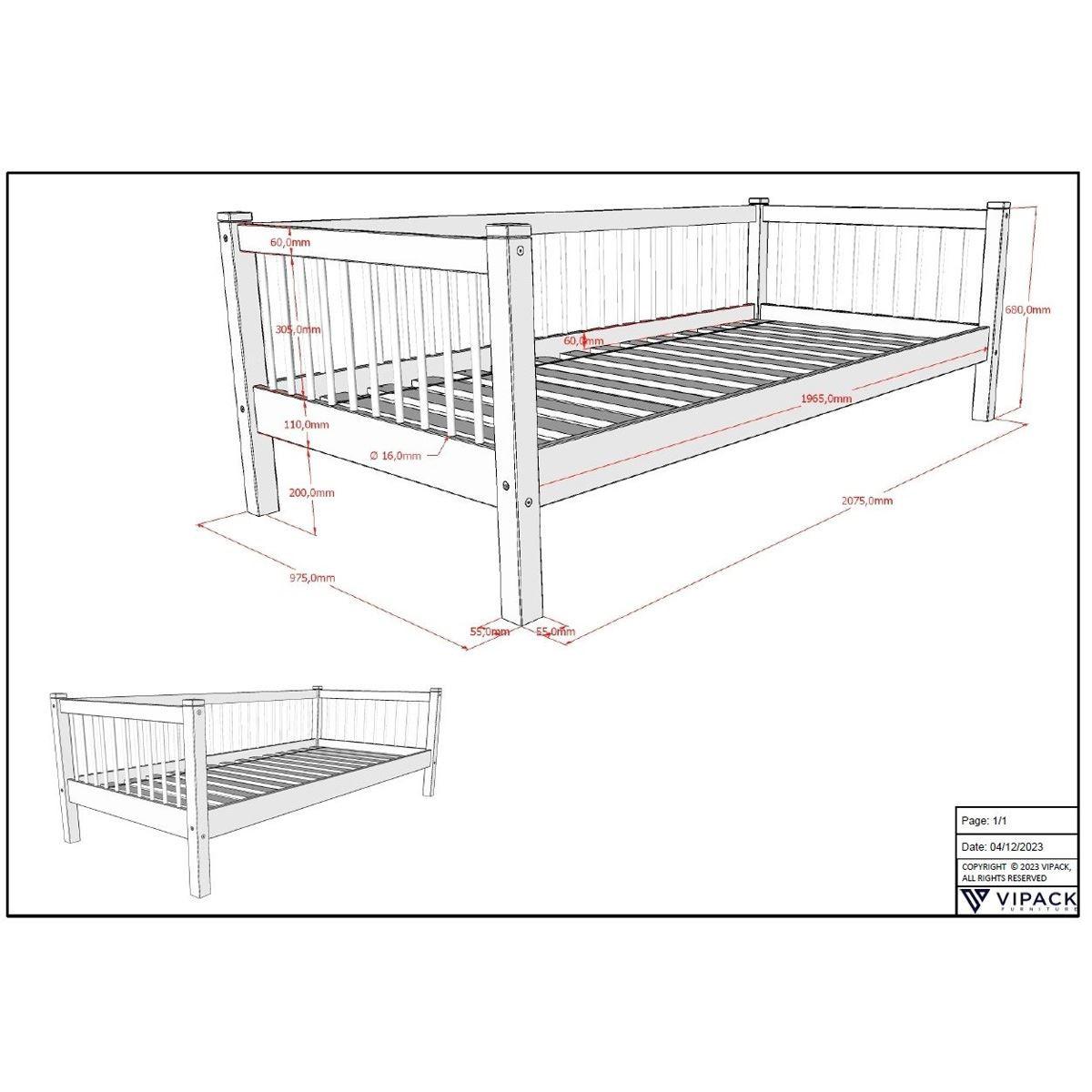 KOJENBETT 90x200 Keeley Buche Weiß Holz Komfort Stabil Modern Design - Weiß, Holz (90/200cm) - 58aufmkessel