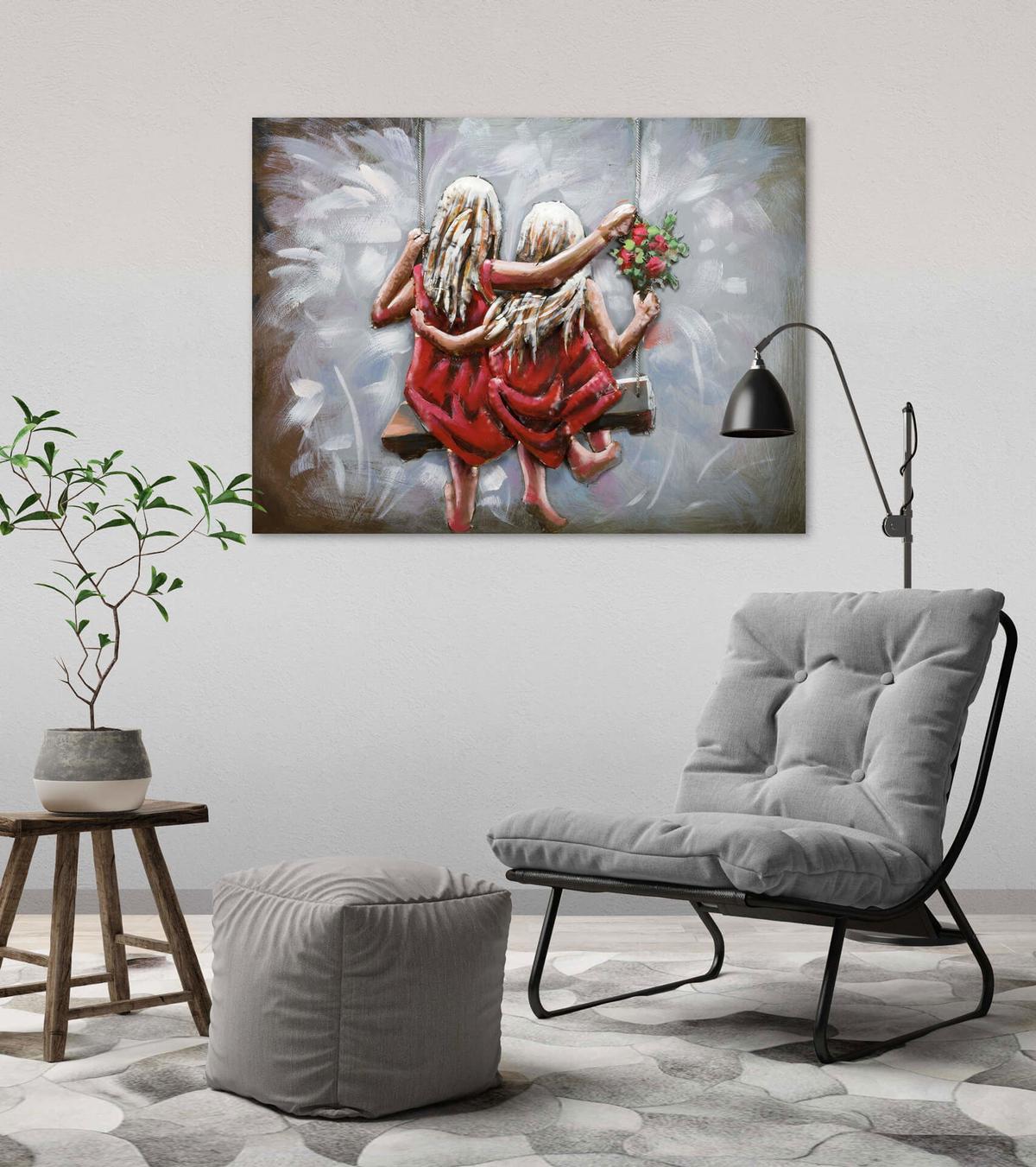 METALLBILD Rot 80/60 cm - Rot/Grau, Metall (5.2/60cm) - KUNSTLOFT
