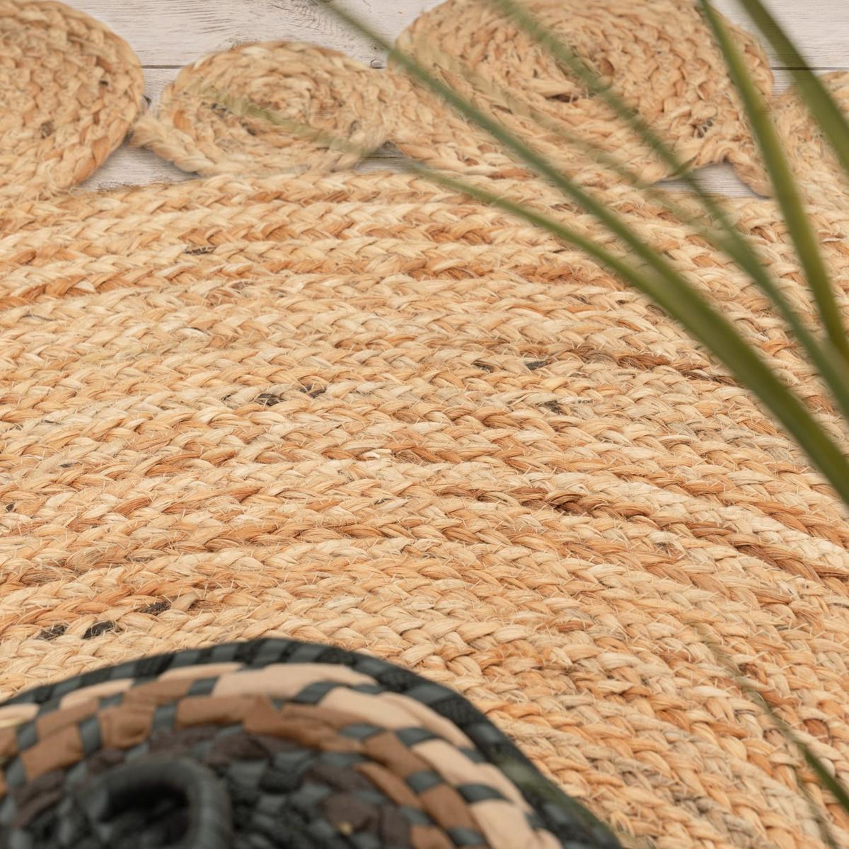 JUTETEPPICH handgewebt wendbar, im Boho-Stil, Natur, Ø 80 cm - Beige, Textil (80/80cm) - KADIMA DESIGN