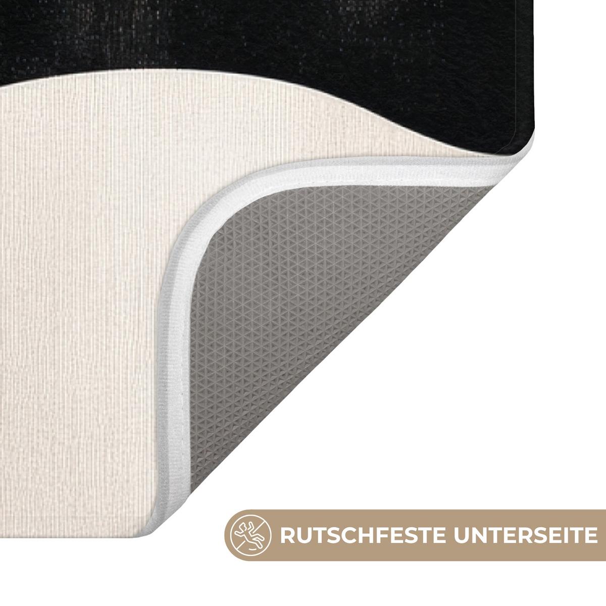 BADEMATTE Abstrakt - Japandi - Beige - Modern Rutschfest 60x90 cm - Beige/Schwarz, Textil (60/90cm) - OnlyWow