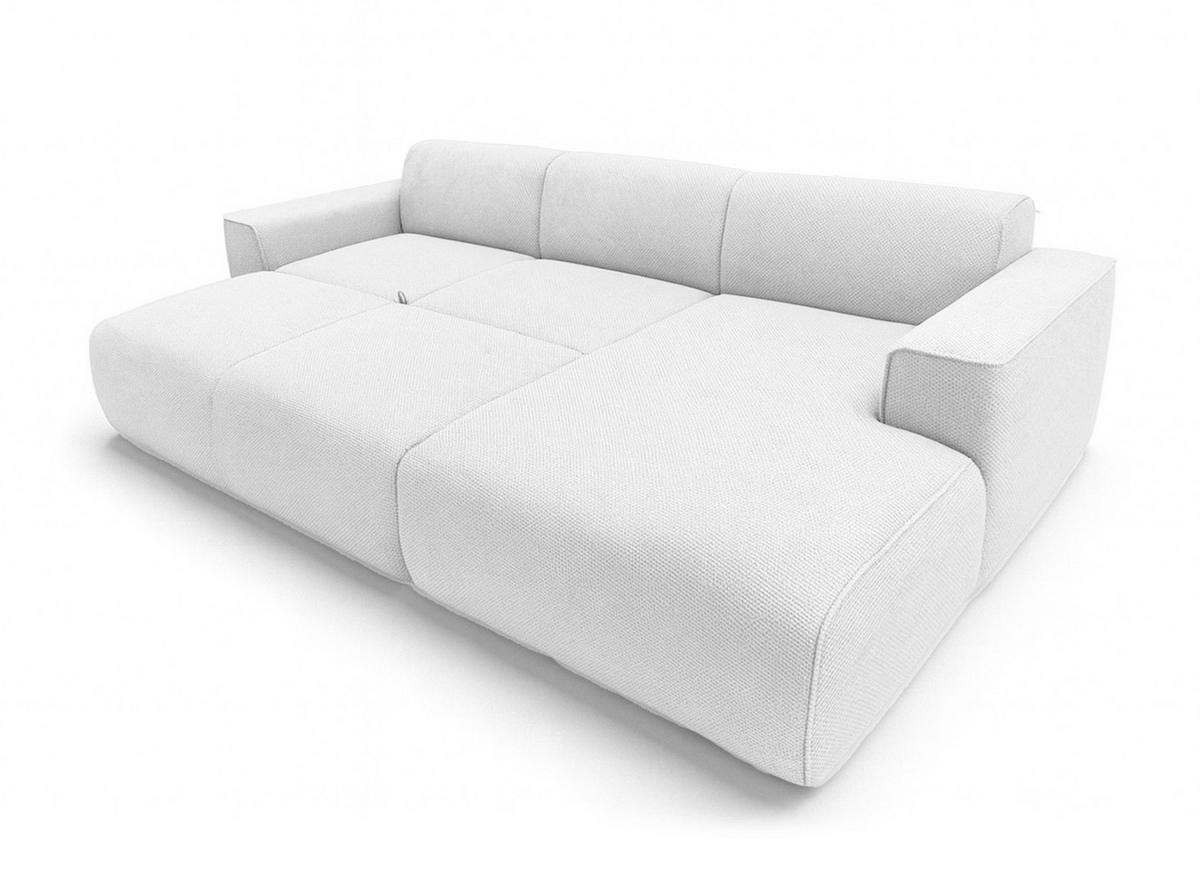 ECKSOFA L Form Ruyam Perlweiß 310/165/78 cm – Schlaffunktion Rechts - Schwarz/Weiß, Kunststoff/Textil (310/170cm) - AX Living