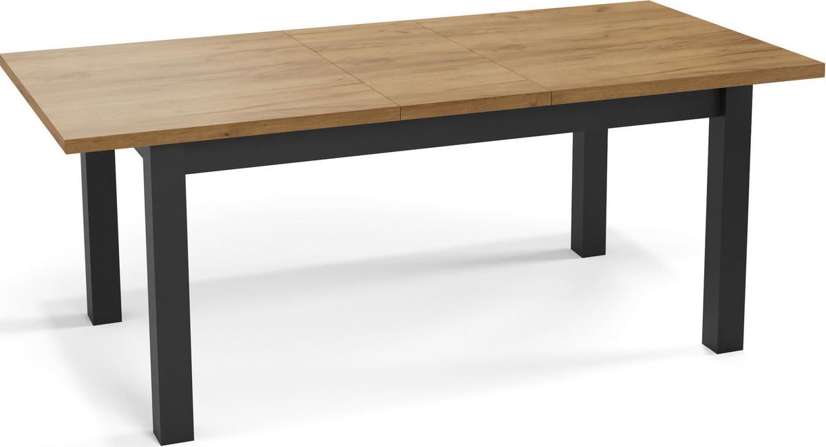 ESSTISCH Davidof rechteckig ausziehbar, Wotan Eiche 120-160/80/76 cm - Eiche Wotan/Schwarz, Holz/Holzwerkstoff (67/160/76cm) - WFL GROUP