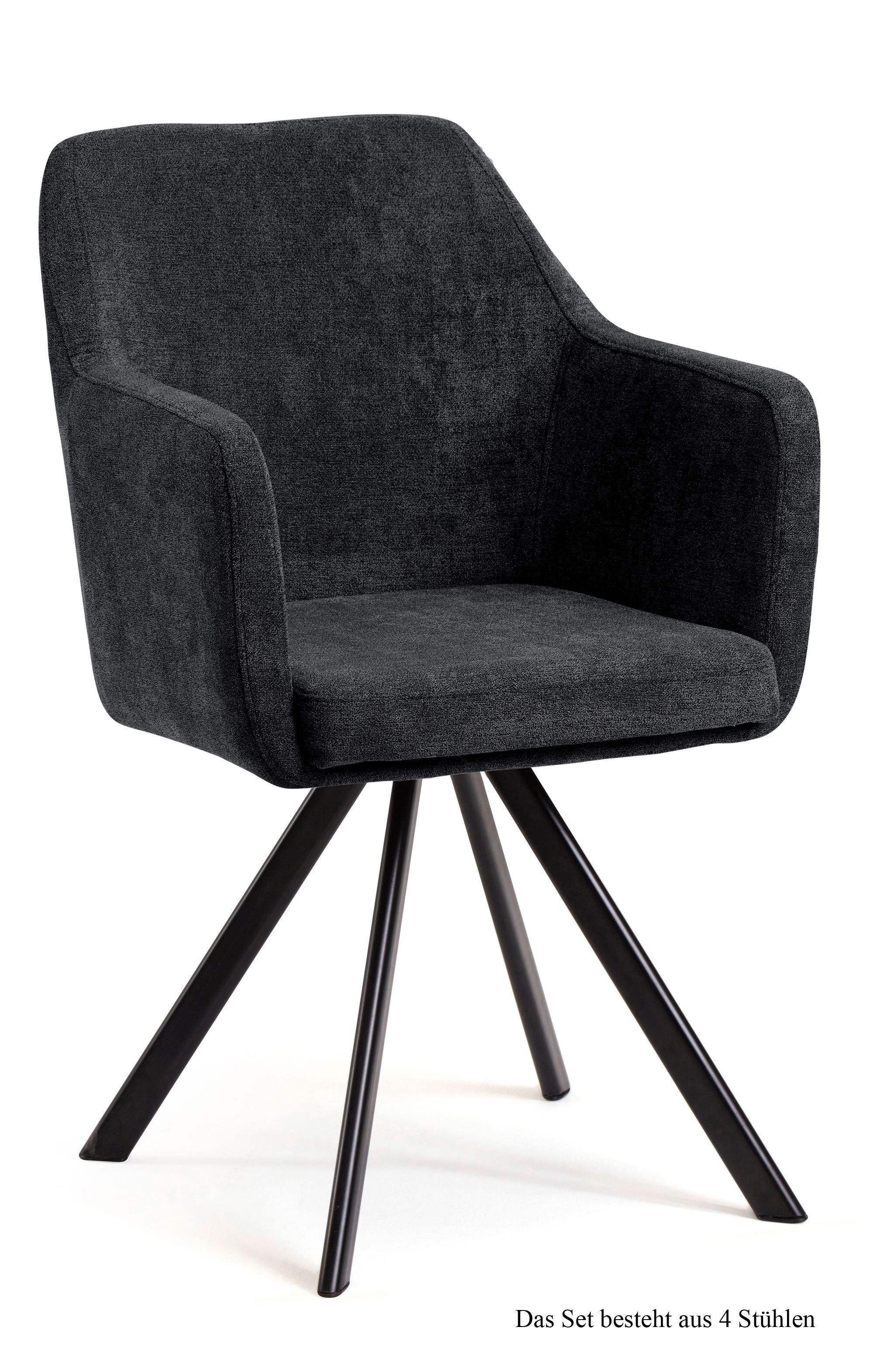 ARMLEHNSTUHL drehbar (4er-Set) Devka 57x87x60 Schwarz/Anthrazit - Anthrazit/Schwarz, Kunststoff (60/87/57cm) - 58aufmkessel