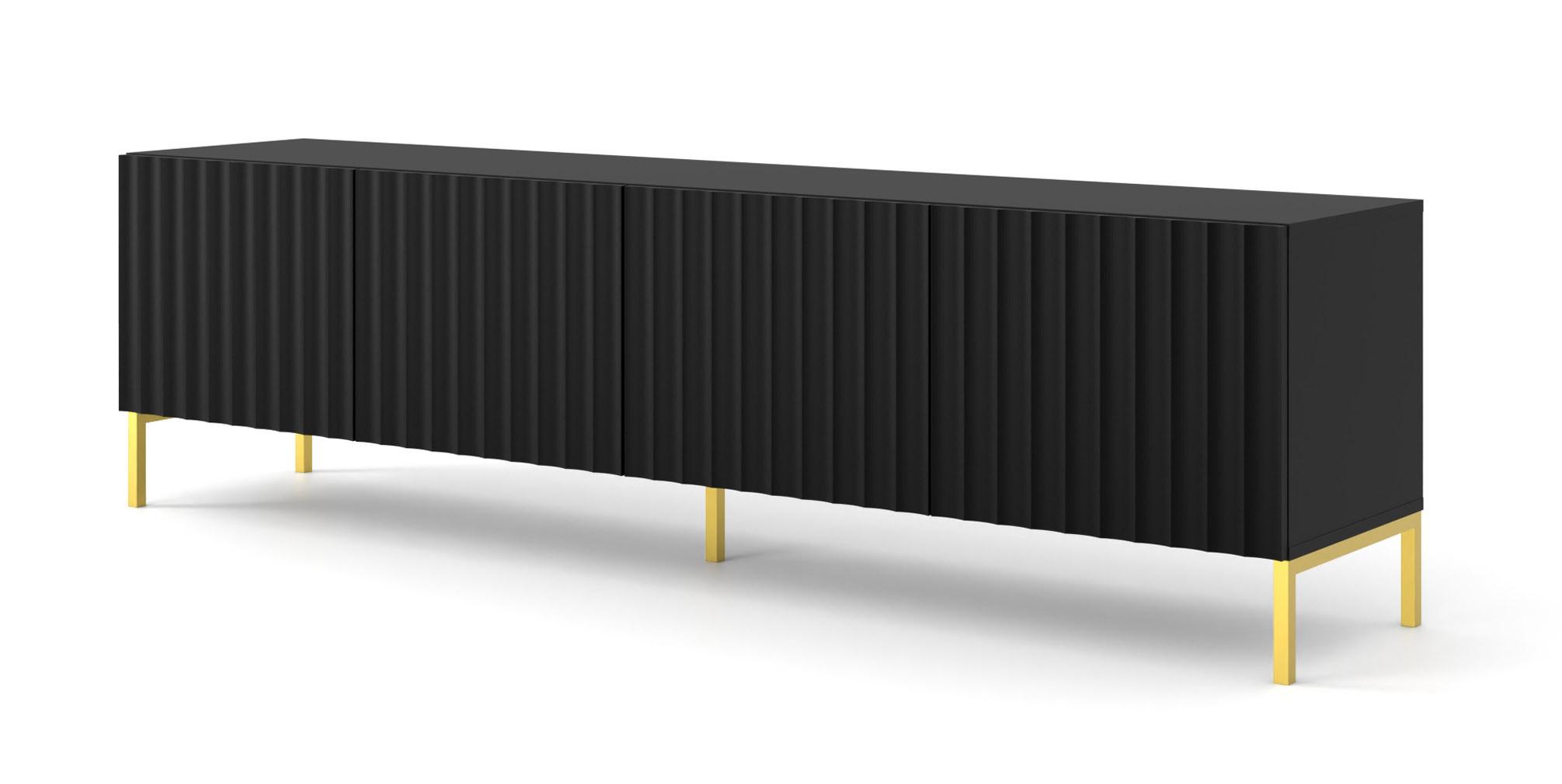 TV LOWBOARD Schwarz, Gold 200/56/42 - Goldfarben/Schwarz, Holzwerkstoff (200/56/42cm) - RAUMHIRSCH FURNITURE