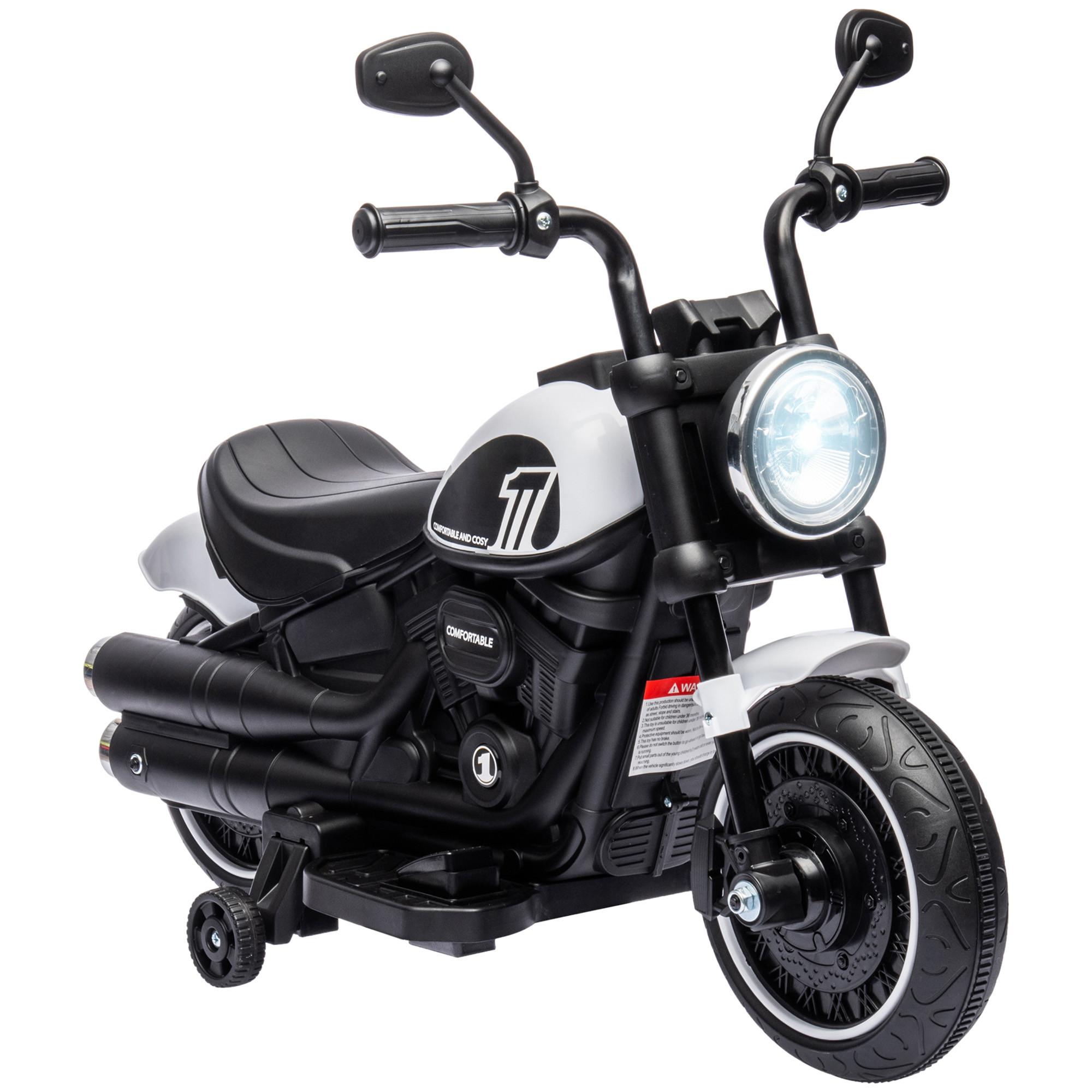 KINDERMOTORRAD Kinder Elektro-Motorrad Elektrofahrzeug für 1,5-3 Jahre Kinder - Schwarz/Weiß, Kunststoff/Metall (76/42/57cm) - HOMCOM