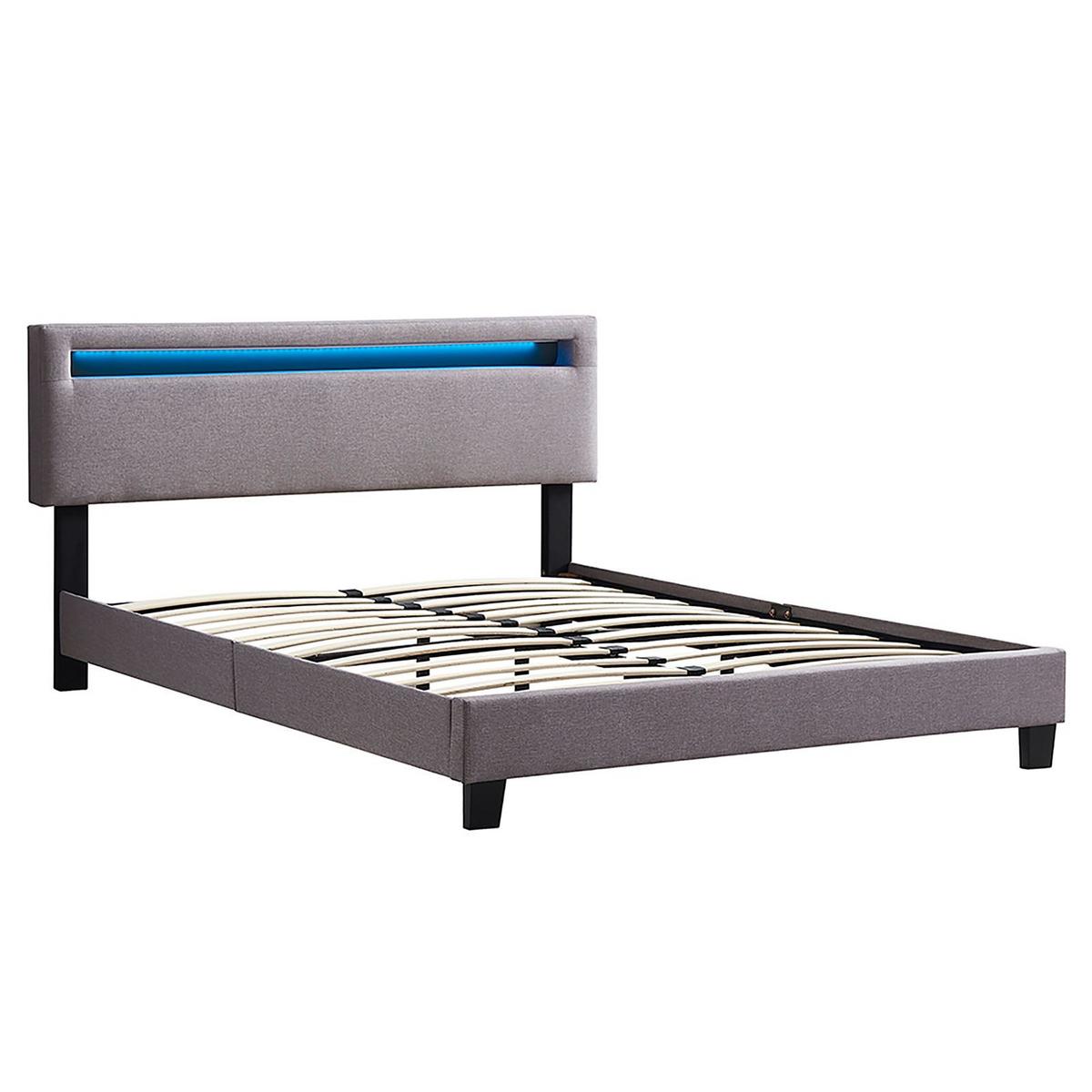 POLSTERBETT MIT LED LEXINGTON 140x200 cm grau - Grau, Textil (140/200cm) - CARO-Möbel
