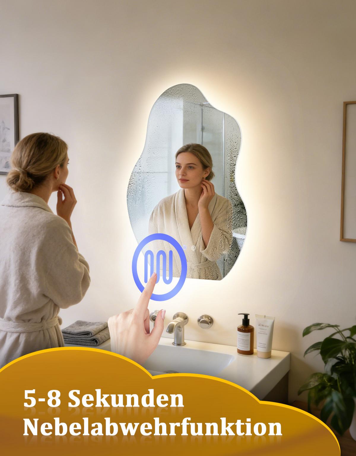 BADSPIEGEL mit Beleuchtung Kalen 3.4/50/70 cm - Weiß, Glas (50/70/3.4cm) - ZMH