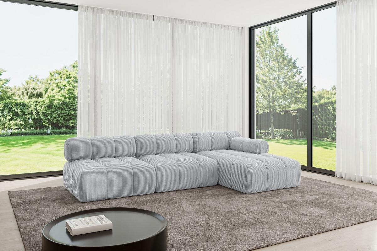 ECKSOFA modulares Sofa Razon-L2 - 285x160x70 cm Grau Cord - Grau, Holzwerkstoff/Textil (285/160cm) - ALTDECOR