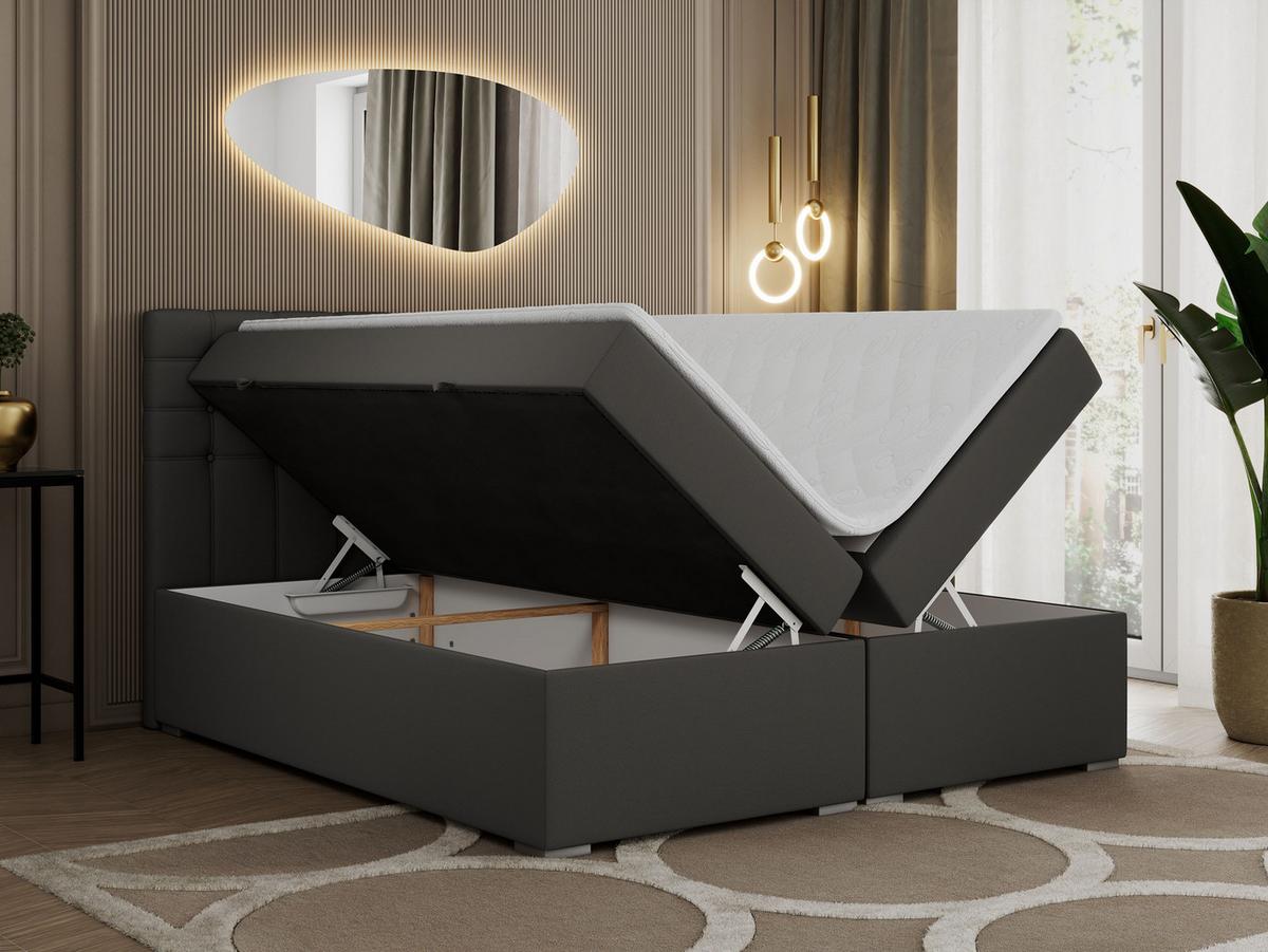 BOXBETT SUSAN 200/200 Dunkelgrau Kunstleder - H3 - Dunkelgrau, Holz/Textil (200/200cm) - MKS