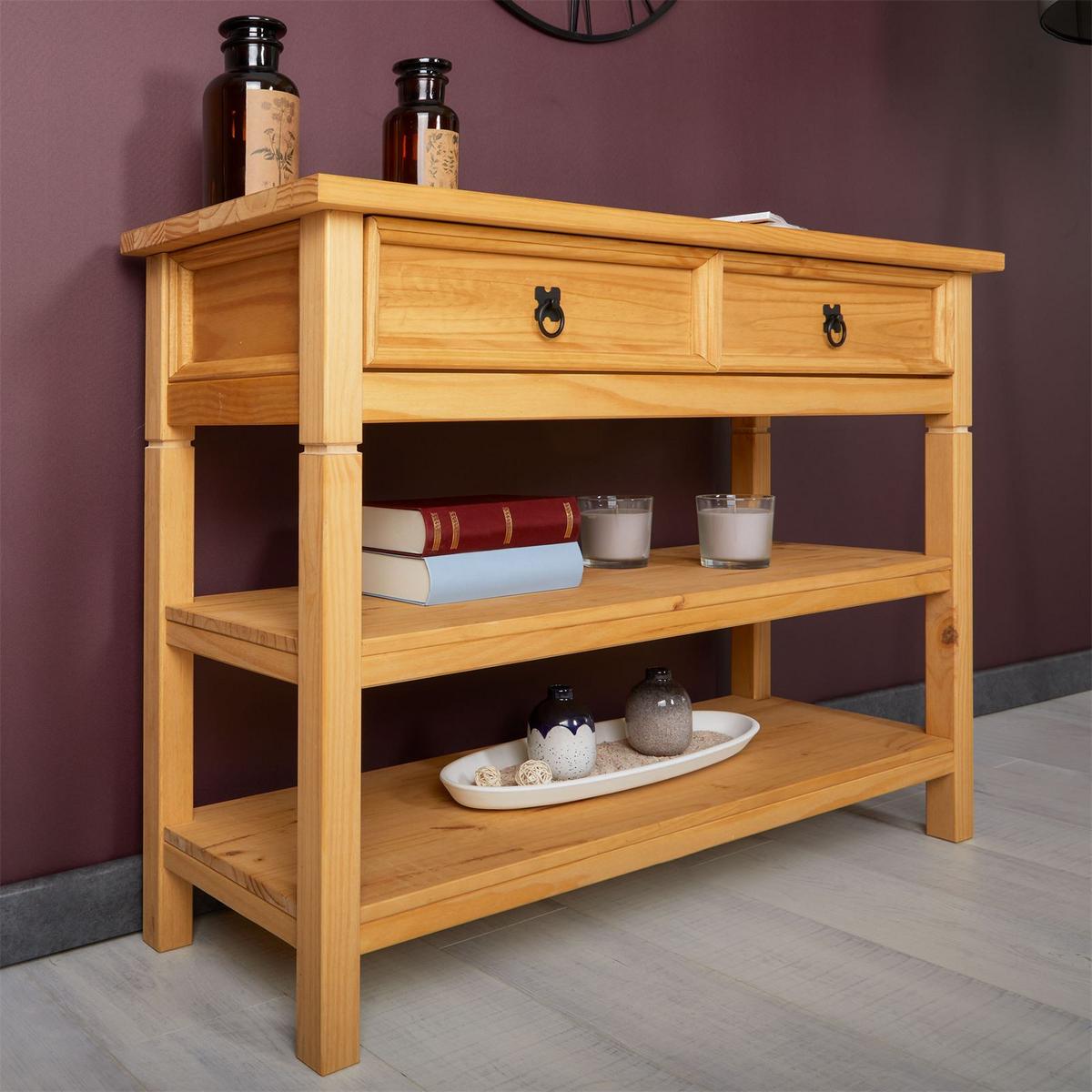 KONSOLENTISCH TEQUILA - Kieferfarben, Holz (37/110/78cm) - IDIMEX