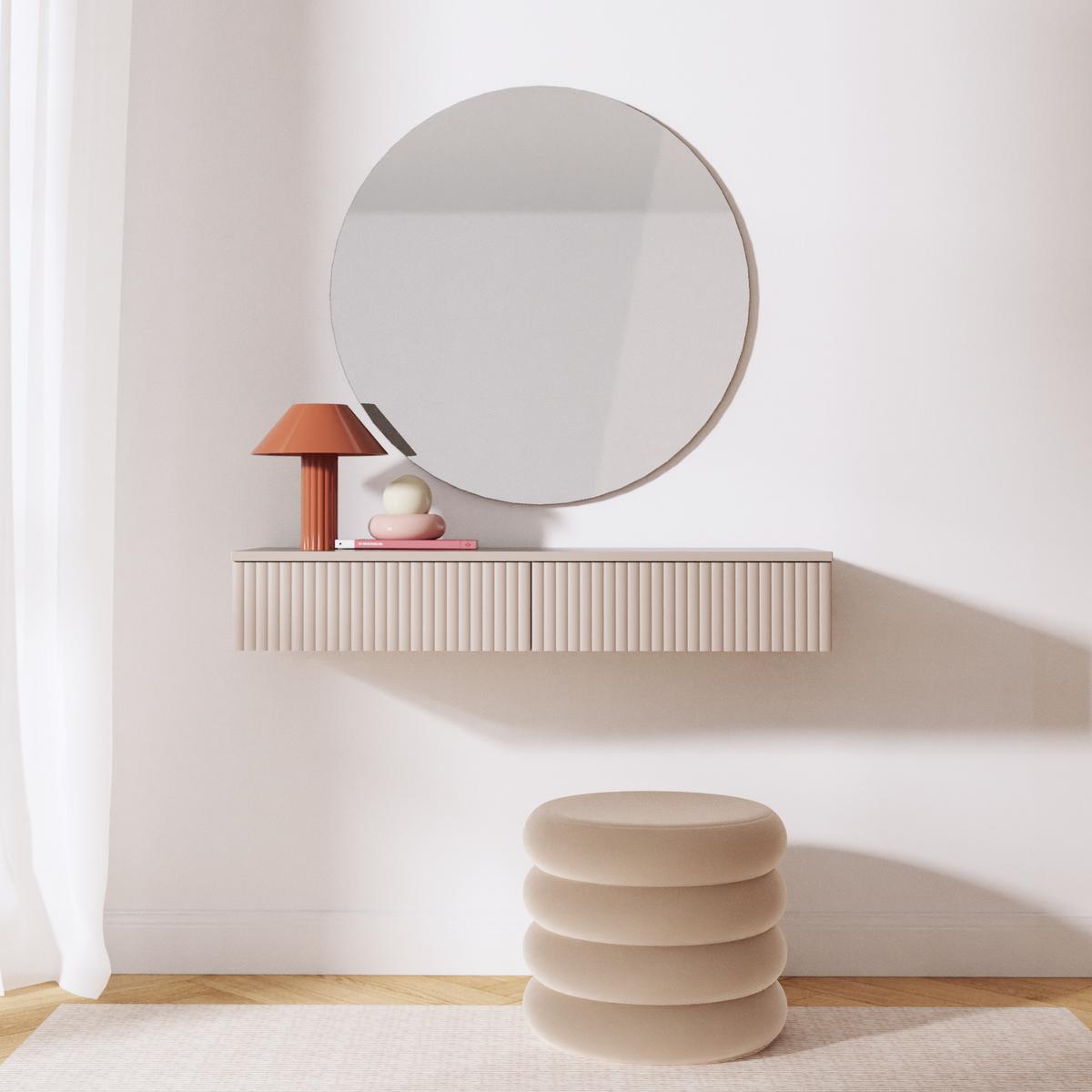 KONSOLENTISCH Soft mit 2 Schubladen und geriffelten Fronten, ohne Beinen - Kaschmir, Holzwerkstoff/Metall (38/100/17cm) - Beautysofa