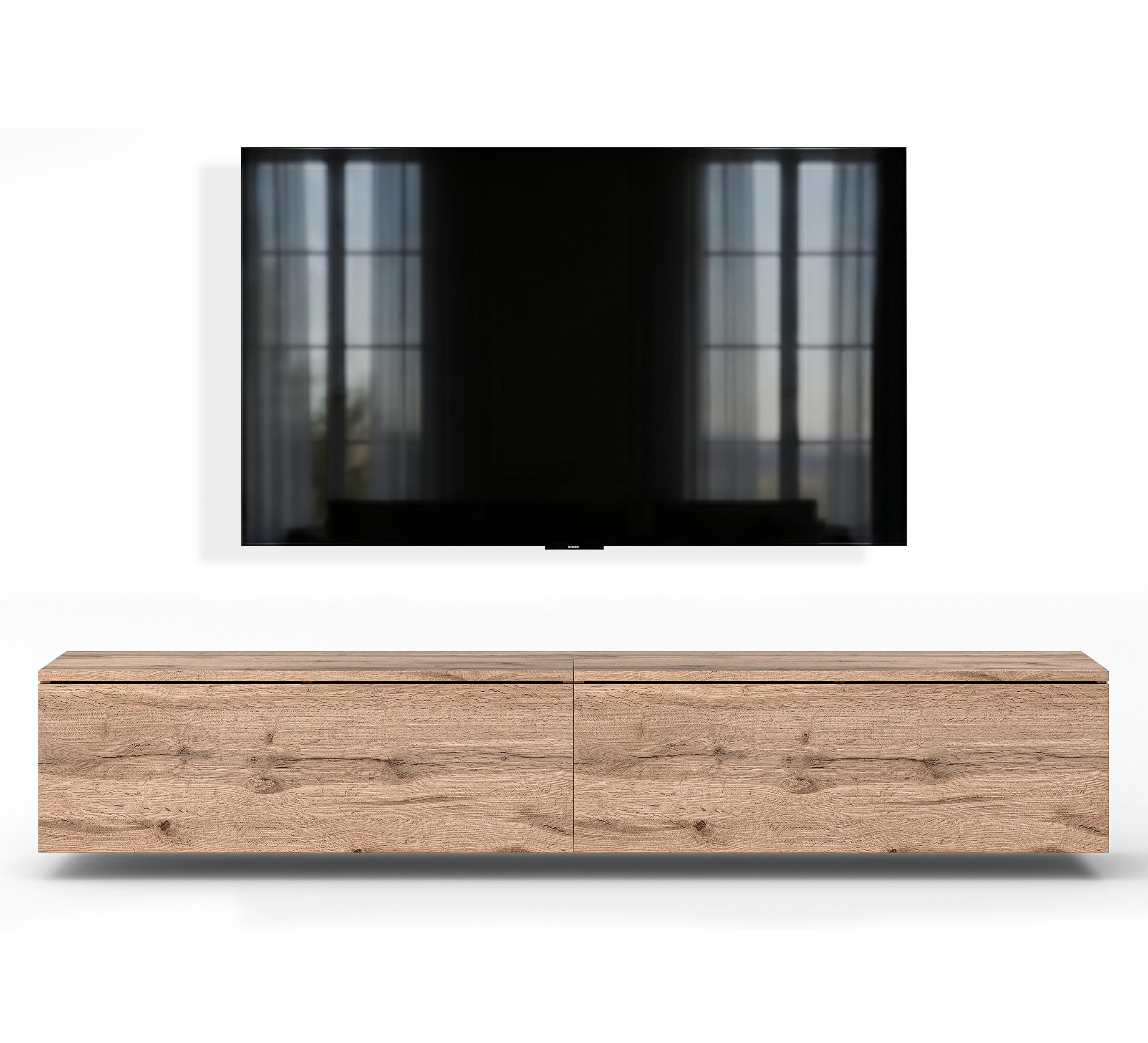 LOWBOARD Barvo 2x100 Eiche Wotan 200/34/32 cm – hängendes TV-Board - Braun, Holzwerkstoff (200/34/32cm) - AX Living