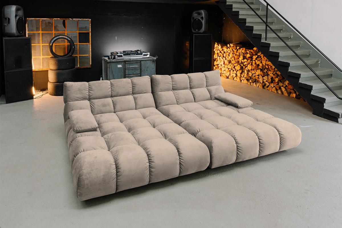 BIG SOFA VIVIEN Braun Velvet - Schwarz/Braun, Kunststoff/Textil (296/85/178cm) - KAWOLA