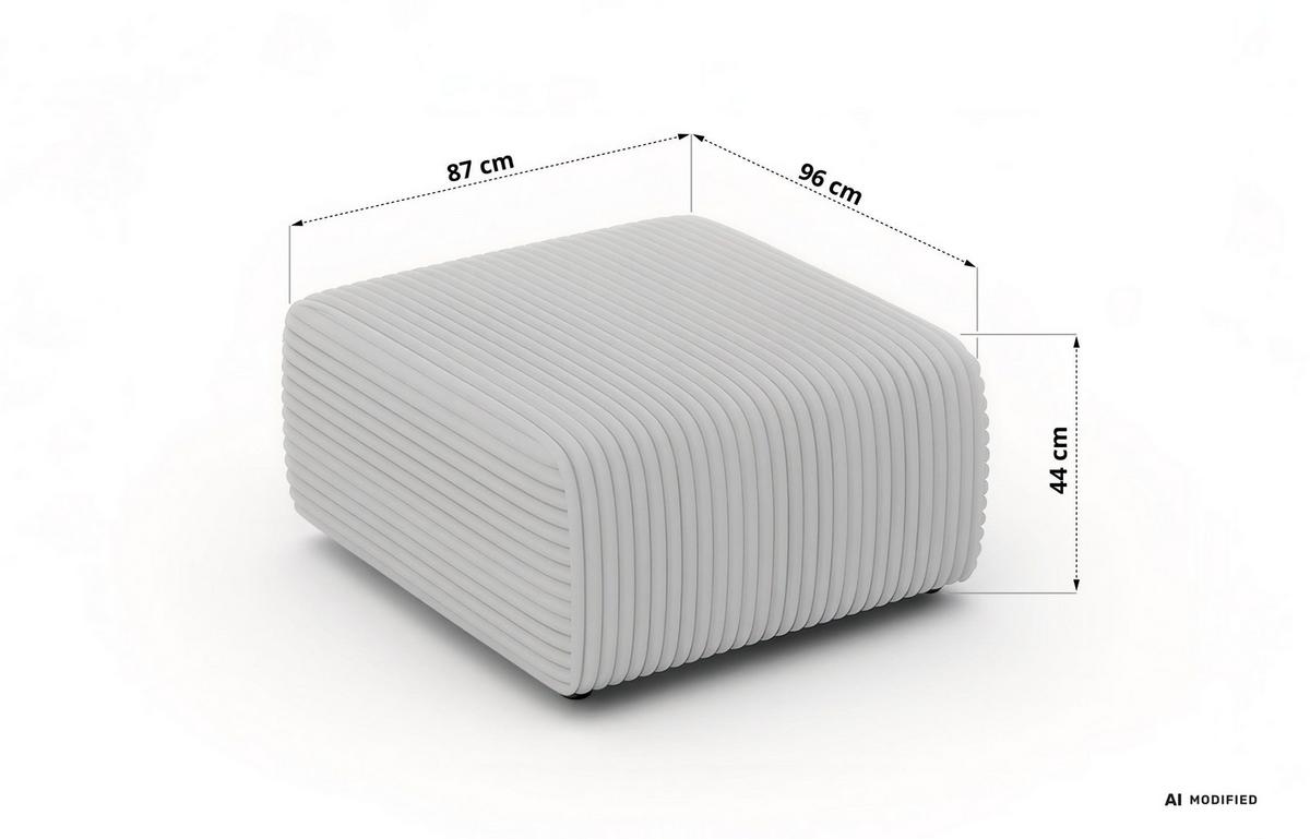 POUF NESSARO - Hellbraun Cord - Hellbraun/Schwarz, Kunststoff/Textil (87/44/96cm) - MKS