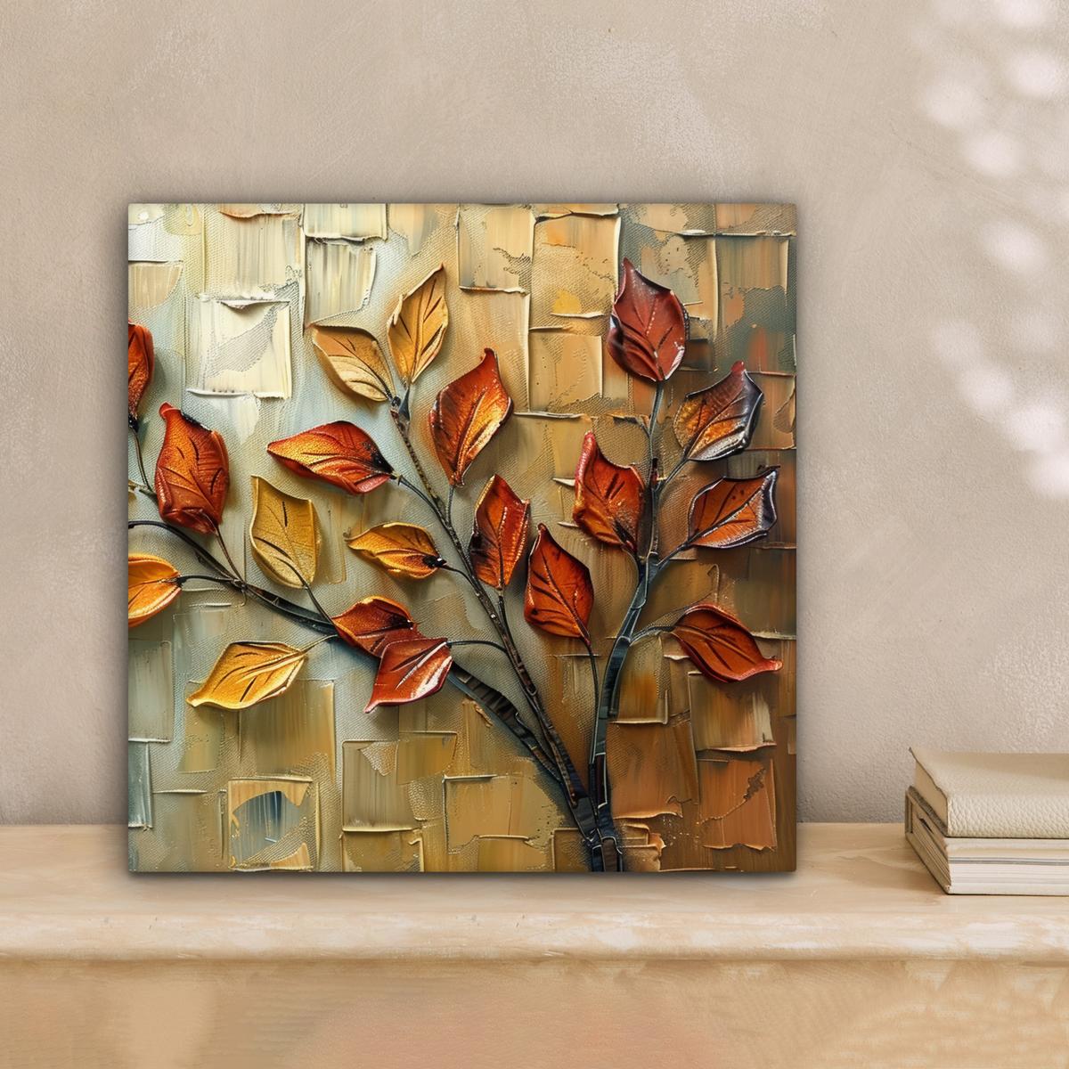 LEINWANDBILD Baum - Abstrakt - Natur - Kunst Deko Wohnzimmer 20x20 cm - Goldfarben, Textil (20/20cm) - MuchoWow
