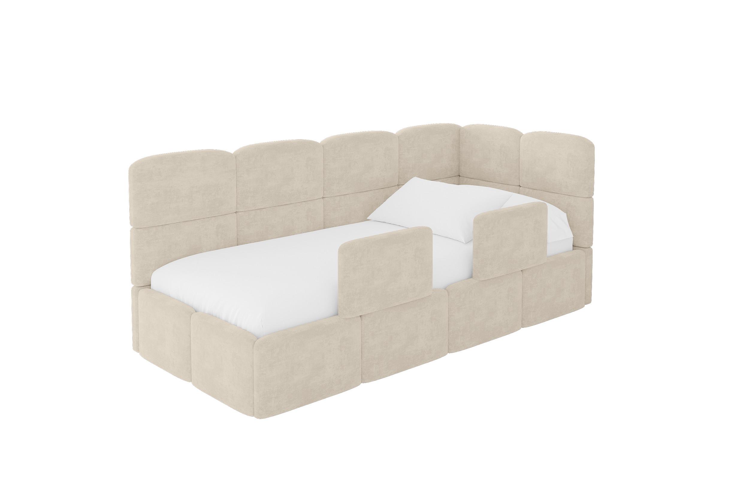 EINZELLBETT Jugendbett mit Bettkasten, Links - KIVY 100x200 Beige - Beige, Holzwerkstoff/Textil (100/200cm) - ALTDECOR