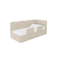 EINZELLBETT Jugendbett mit Bettkasten und Matratze H3/H4, Links - KIVY 100x200 Beige - Beige, Holzwerkstoff/Textil (100/200cm) - ALTDECOR