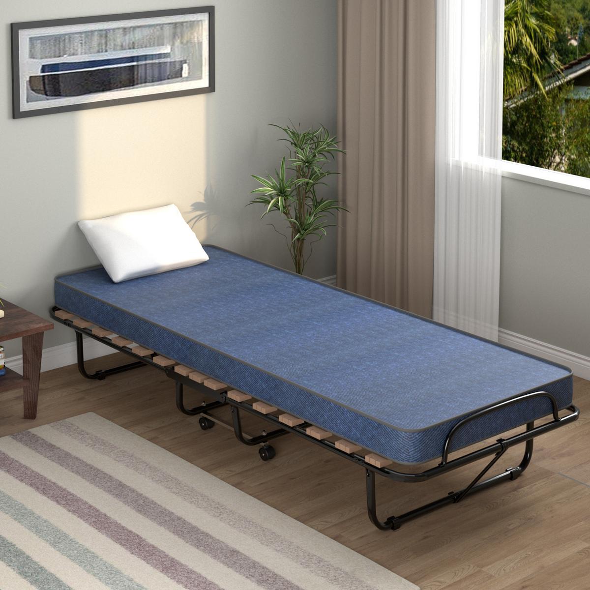 GASTEBETT Blau - Blau, Metall - COSTWAY