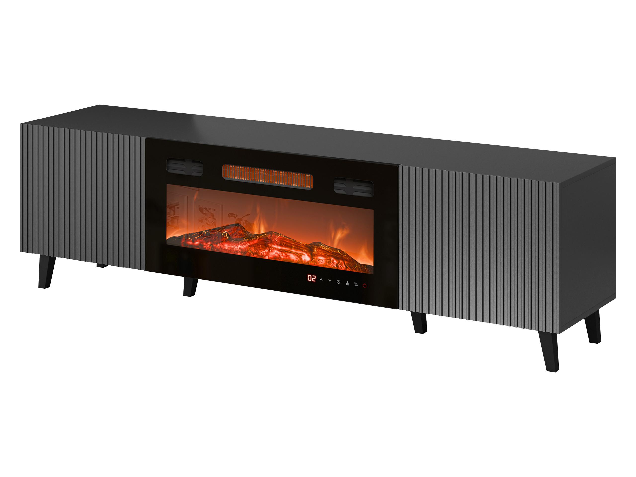 TV-ELEMENT Vamos Grey 180 mit Kamin - Anthrazit/Schwarz, Holzwerkstoff/Kunststoff (181/50/42cm) - MIRJAN24