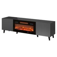 TV-ELEMENT Vamos Grey 180 mit Kamin - Anthrazit/Schwarz, Holzwerkstoff/Kunststoff (181/50/42cm) - MIRJAN24