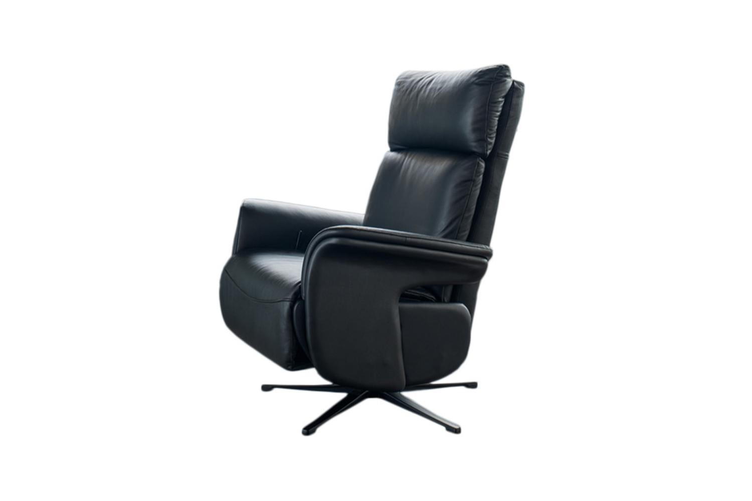 RELAXSESSEL NAMA Schwarz Leder Relaxfunktion - Schwarz, Leder/Metall (78/111/86cm) - KAWOLA