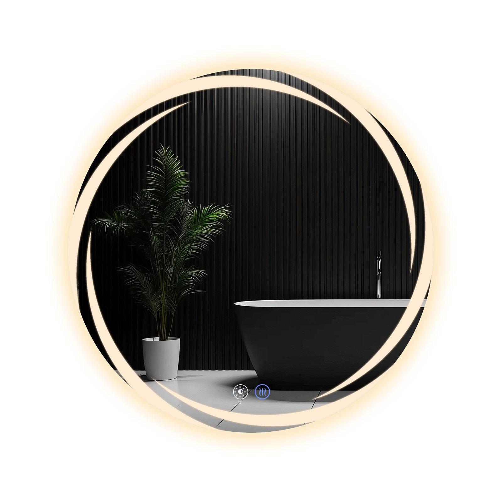 BADEZIMMERSPIEGEL Redick mit LED-Leuchte Ø70 cm - Weiß, Glas (70/2.4/70cm) - Nettlife