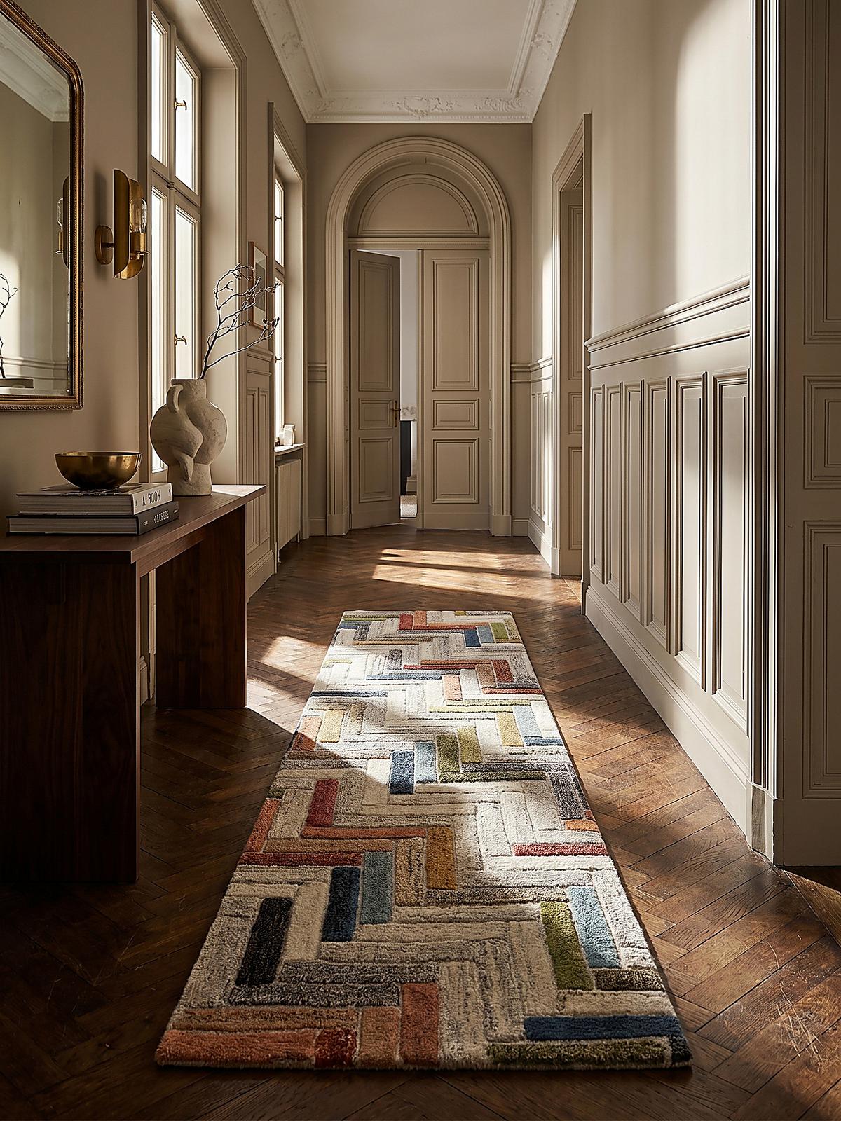 WOLLTEPPICH ESK, geometrisch, Florhöhe 10 mm, Bunt, 60 x 230 cm - Multicolor, Textil (230/60cm) - KADIMA DESIGN