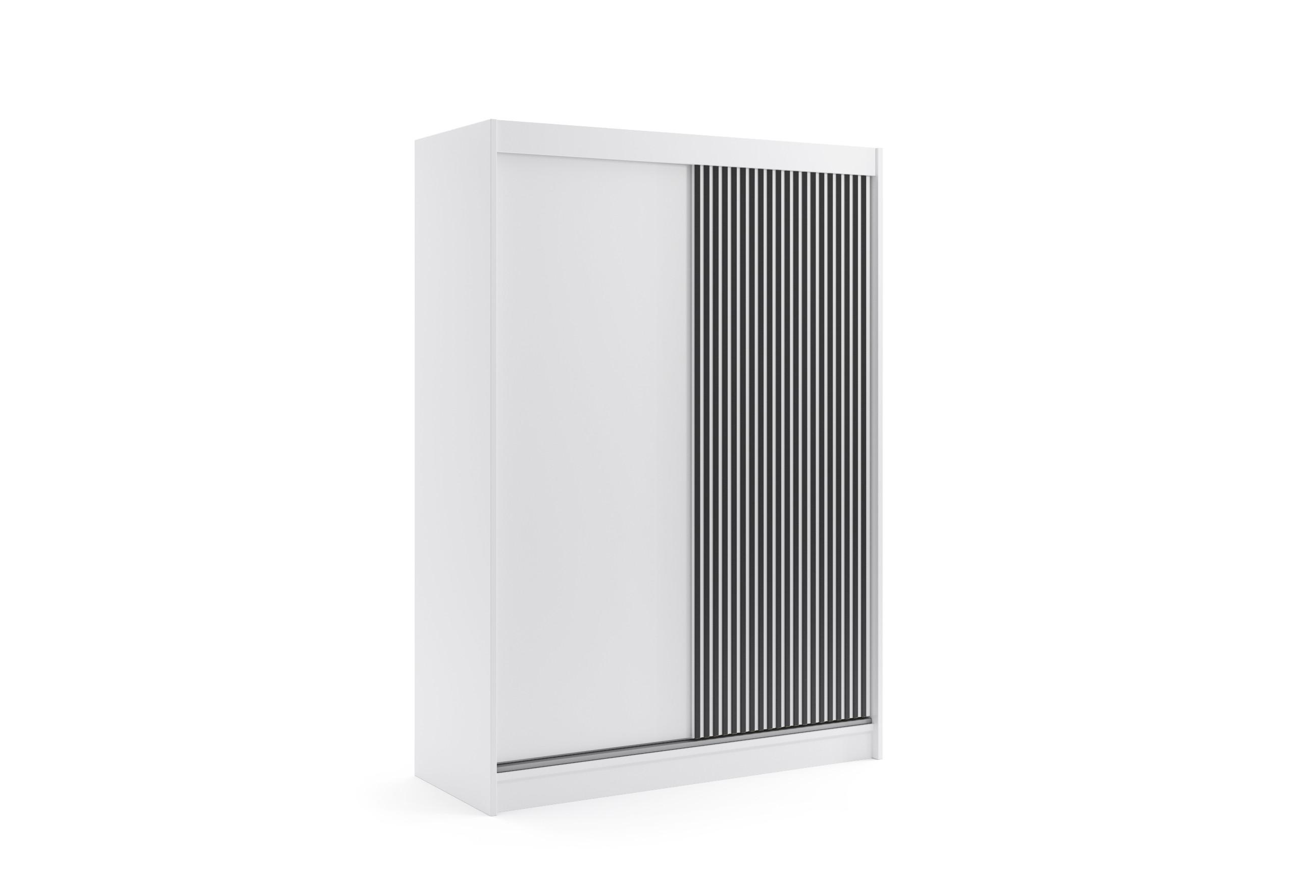 KLEIDERSCHRANK VILAN mit Lamel - 150 cm - Weiß|Schwarz - Schwarz/Weiß, Holzwerkstoff (150/215/61cm) - ALTDECOR