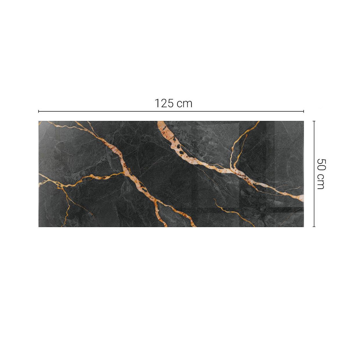 TISCHPLATTE 125x50 cm Marmormuster mit Adern - Rotbraun/Schwarz, Glas (0.4/125/50cm) - TULUP