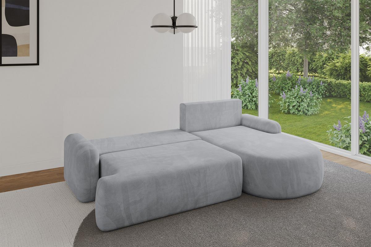 ECKSOFA mit Schlaffunktion und Bettkasten LIRA-L - 264x172x89 Grau - Grau, Holzwerkstoff/Textil (172/264cm) - ALTDECOR