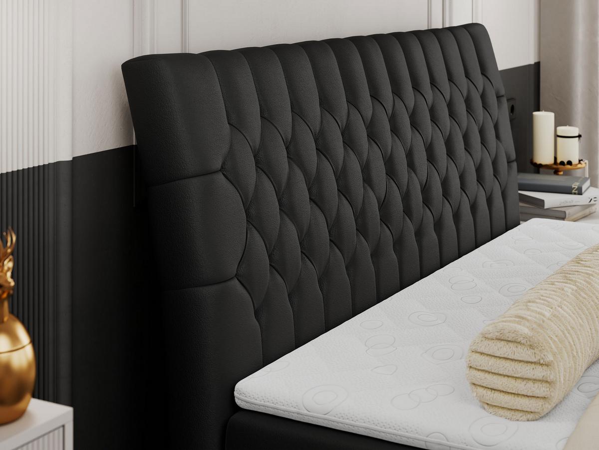 BOXBETT MILEN 120/200 Schwarz Kunstleder - H3 - Schwarz, Holz/Textil (120/200cm) - MKS