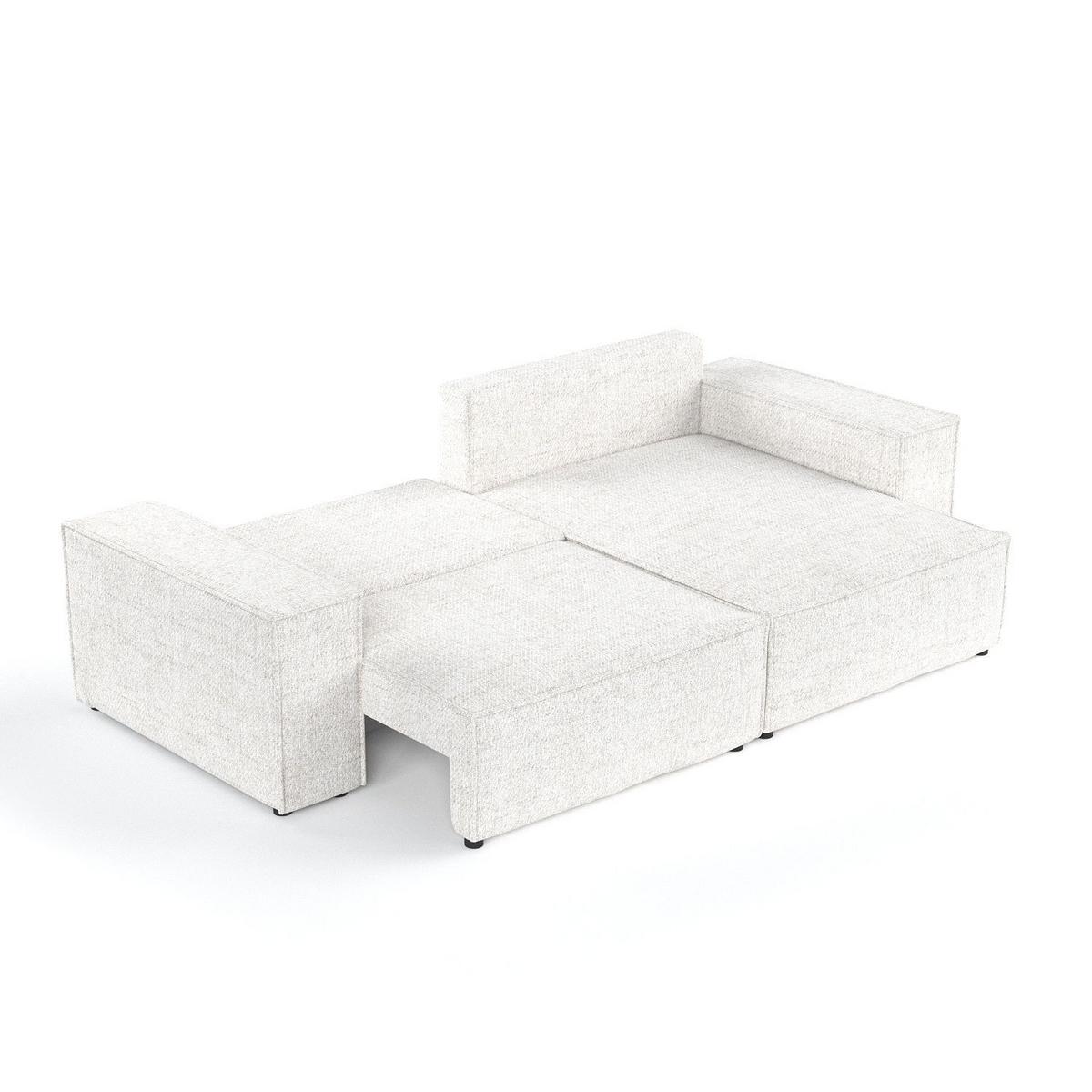 ECKSOFA CAVO mit Schlaffunktion Creme im Neve Stoff - Creme/Schwarz, Holz/Holzwerkstoff (255/148cm) - AltaBeds