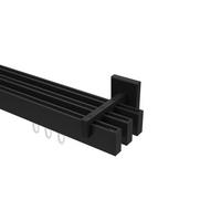 GARDINENSTANGE INNENLAUF Smartline Paxo 280 cm (geteilt in 2 x 140 cm), 3-läufig, 14x35 mm Schwarz - Schwarz, Metall (280cm) - INTERDECO