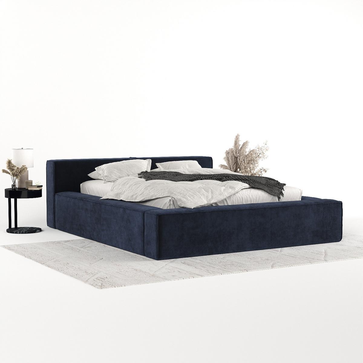 POLSTERBETT Casto mit Stauraum 200/200 cm Marineblau im Terra NW Stoff - Schwarz/Naturfarben, Holz/Holzwerkstoff (200/200cm) - AltaBeds