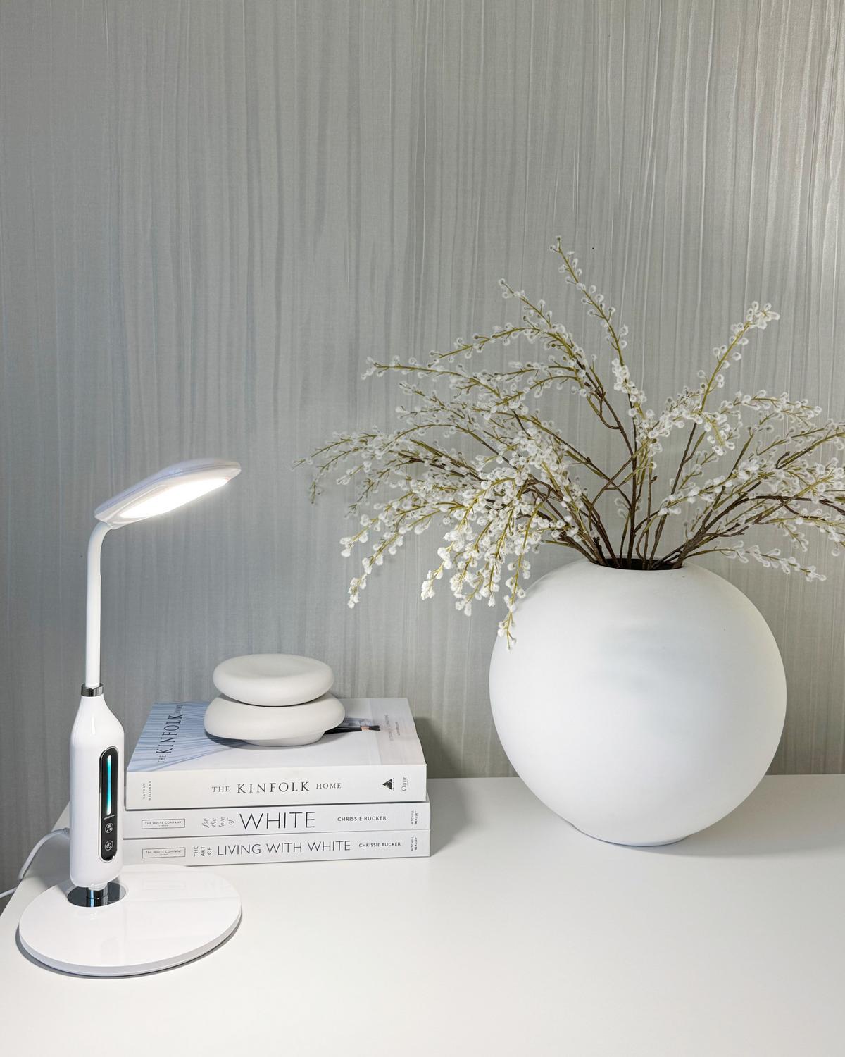 SCHREIBTISCHLAMPE Cygnus 18/21/38 cm - Weiß, Kunststoff (18/21/38cm) - Beliani
