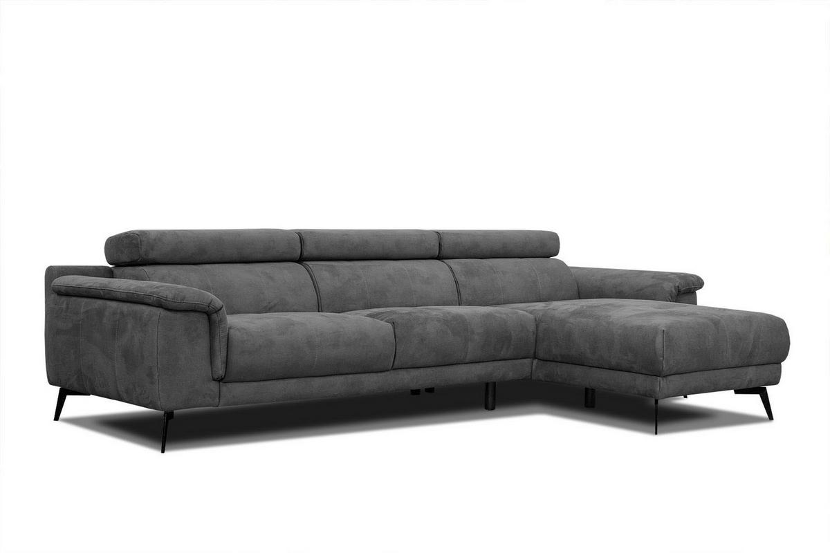 ECKSOFA FIERO 4-Sitzer, dunkelgrau - Dunkelgrau/Schwarz, Holzwerkstoff/Textil (288/170cm) - Wozimo