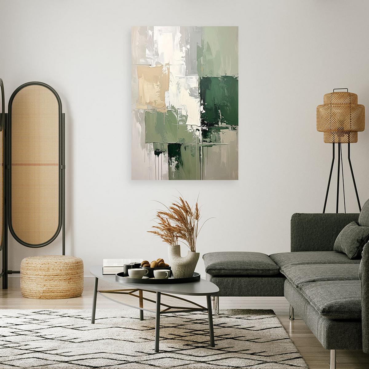 LEINWANDBILD, Abstrakt in Grüntönen - Grün, Textil (80/120cm) - Feeby