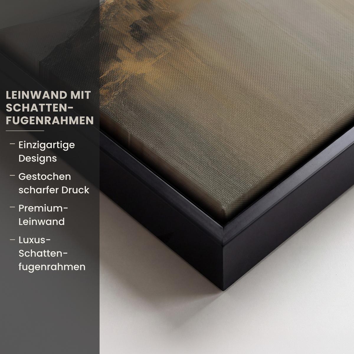 LEINWAND Bilder mit Rahmen - Hügel - Abstrakt - Kreuz - Christentum - 30x40 - Beige, Textil (30/40cm) - MuchoWow