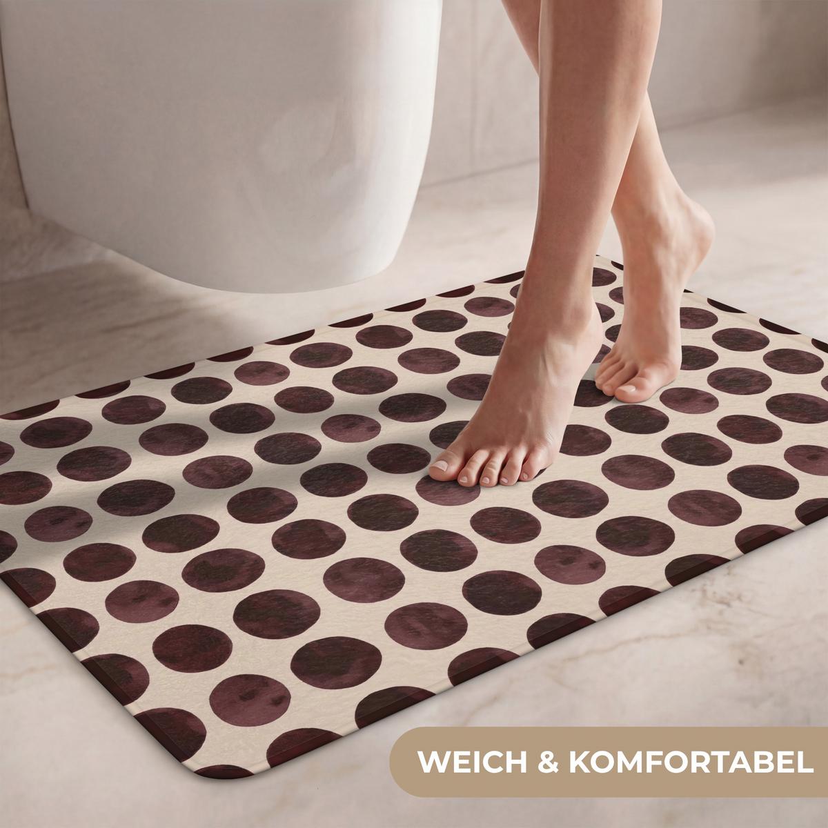 WC-VORLEGER Polka dots - Muster - Braun Toilettenteppich 80x50 cm - Bordeaux, Textil (80/1cm) - OnlyWow