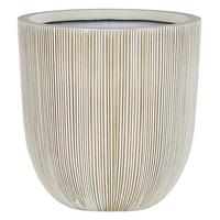 BLUMENTOPF beige/weiß rund 37/37/38 cm Chios - Beige/Weiß, Naturmaterialien (38cm) - Beliani