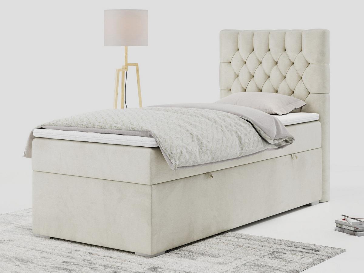 BOXBETT PERA 90/200 Beige Velvet - H4 - Rechts Seite - Beige, Holz/Textil (90/200cm) - MKS