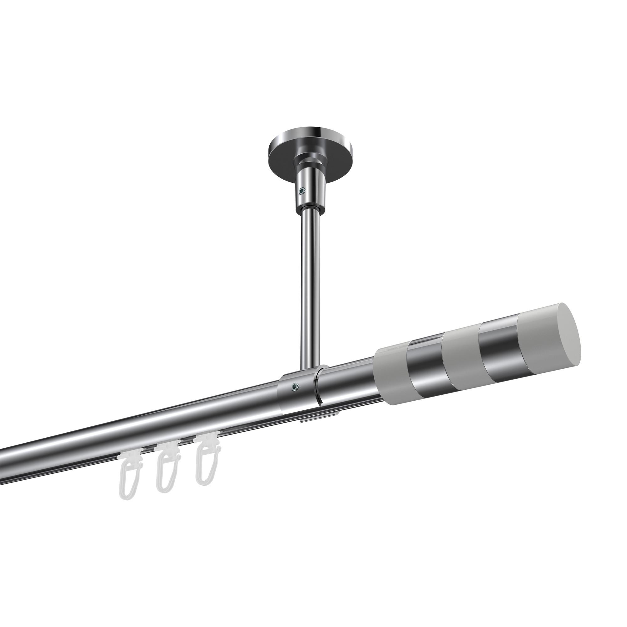 GARDINENSTANGE INNENLAUF Sonette Mavell 100 cm, 1-läufig, 20 mm Ø Chrom - Chromfarben/Weiß, Metall (100cm) - INTERDECO