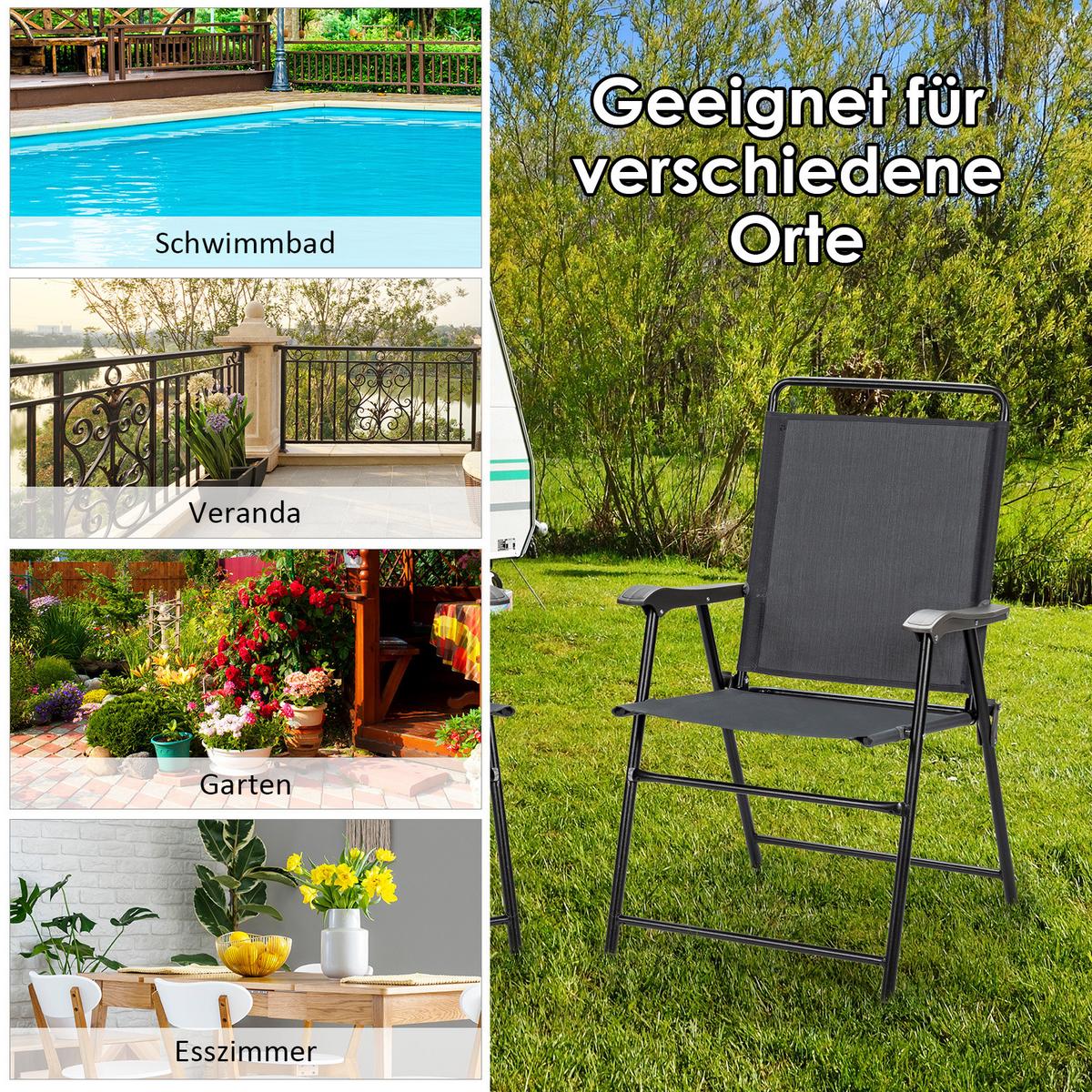 KLAPPSTÜHLE Grau (4-teilig) - Grau, Metall (63/92/59cm) - COSTWAY